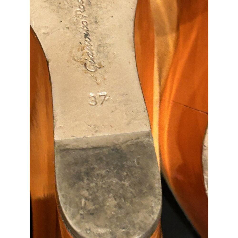 Gianvito Rossi Women's Orange Platform Peep-Toe Wedges size 37 - Picture 6 of 8